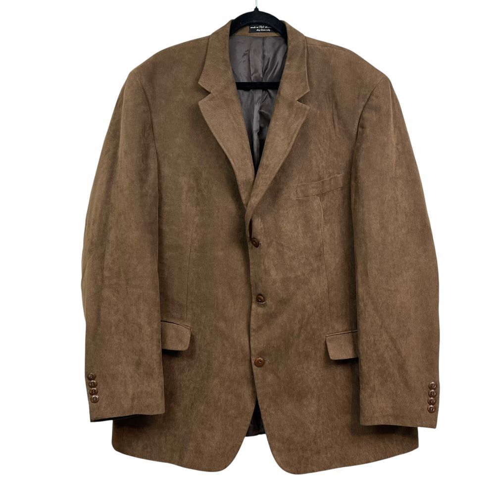 Andrew Fezza Mens Classic Corduroy Blazer Sport Coat Notch Collar Brown Sz 48L